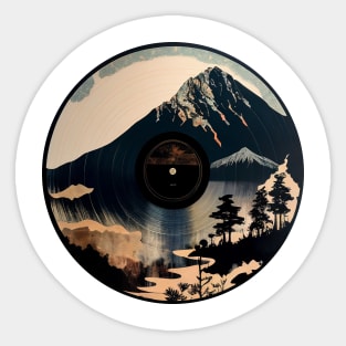 Mountain View on Vinyl Record Sticker